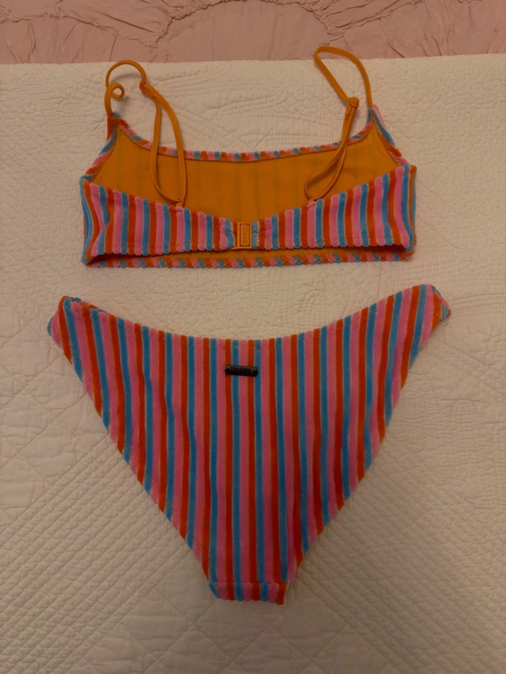 Triangl swimwear Orange Bikini with Pink & Blue Trim - Picture 2 of 4